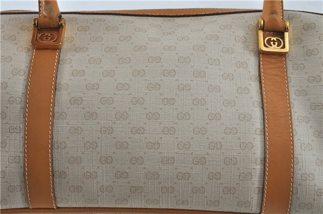 Authentic GUCCI Micro GG PVC Leather Shoulder Hand Bag Ivory Brown 7188B