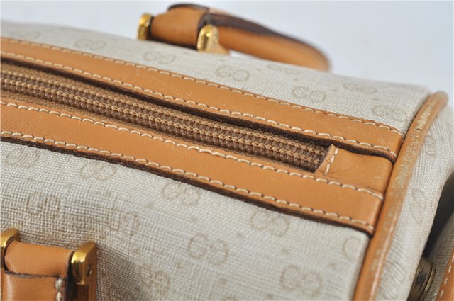 Authentic GUCCI Micro GG PVC Leather Shoulder Hand Bag Ivory Brown 7188B