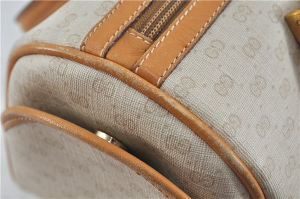 Authentic GUCCI Micro GG PVC Leather Shoulder Hand Bag Ivory Brown 7188B