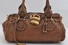 Authentic Chloe Vintage Paddington Leather Shoulder Hand Bag Brown 7188I