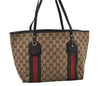 Auth GUCCI Jolie Web Sherry Line Tote Bag GG Canvas Enamel 211971 Brown 7192I