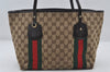 Auth GUCCI Jolie Web Sherry Line Tote Bag GG Canvas Enamel 211971 Brown 7192I