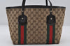 Auth GUCCI Jolie Web Sherry Line Tote Bag GG Canvas Enamel 211971 Brown 7192I