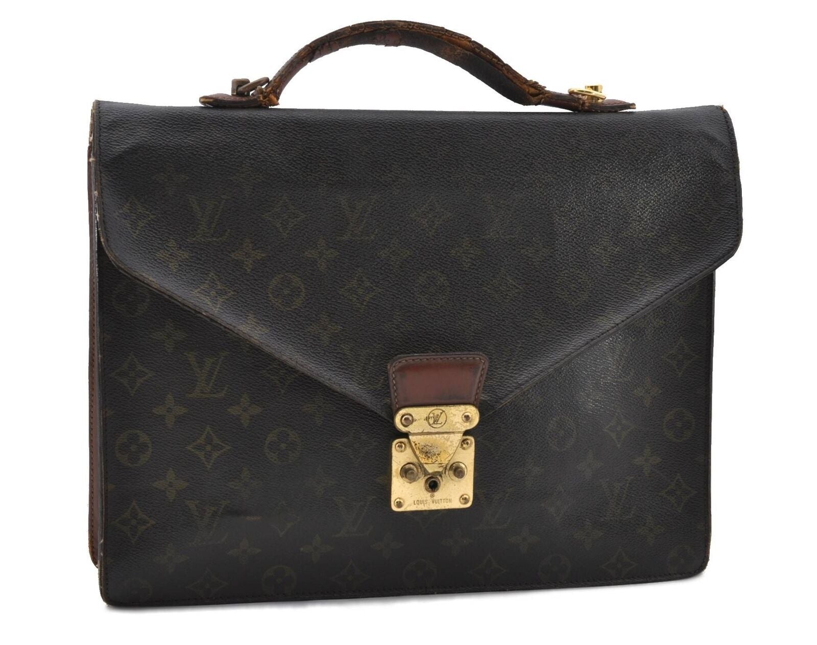 Auth LOUIS VUITTON Monogram Porte Documents Bandouliere M53338 Briefcase 7193B