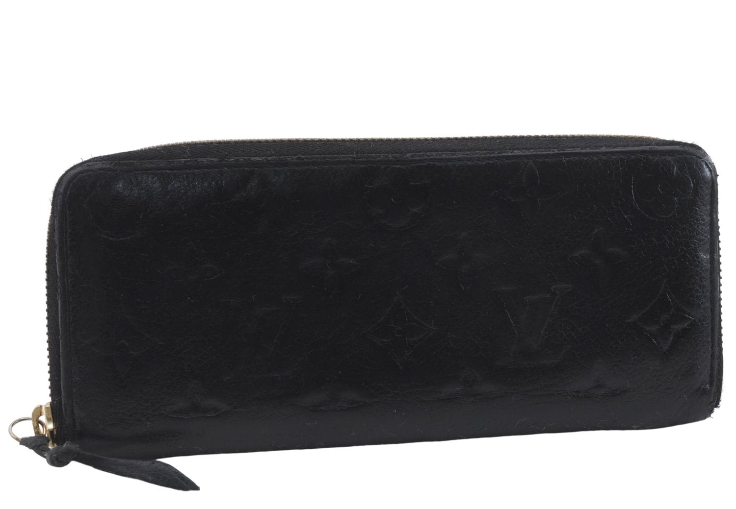 Louis Vuitton Monogram Empreinte Portefeuille Clemence Wallet M60171 Black 7193D