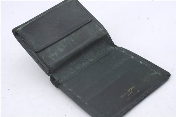 Auth Louis Vuitton Taiga Bifold Wallet Purse Key Case Green Black 4Set LV 7195D