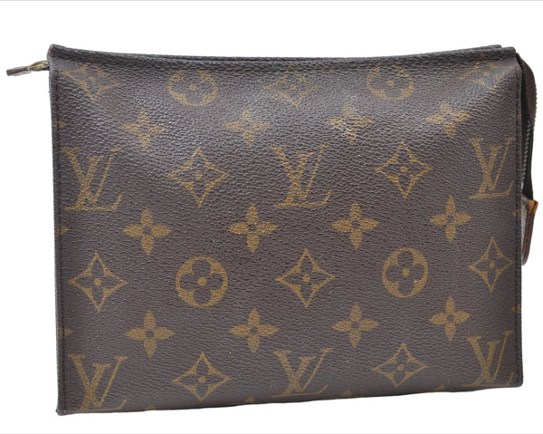 Authentic Louis Vuitton Monogram Poche Toilette 19 M47544 Cosmetics Pouch 7195E