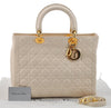 Authentic Christian Dior Lady Dior Lamb Skin Cannage 2Way Hand Bag White 7195I