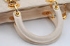 Authentic Christian Dior Lady Dior Lamb Skin Cannage 2Way Hand Bag White 7195I