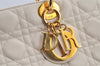 Authentic Christian Dior Lady Dior Lamb Skin Cannage 2Way Hand Bag White 7195I