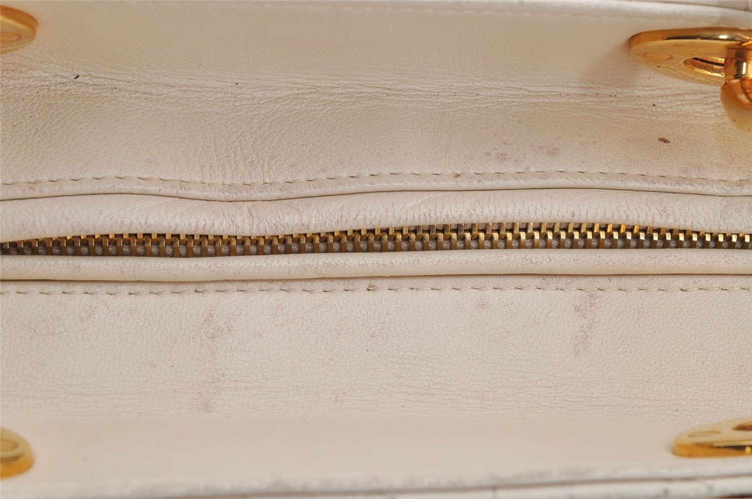 Authentic Christian Dior Lady Dior Lamb Skin Cannage 2Way Hand Bag White 7195I