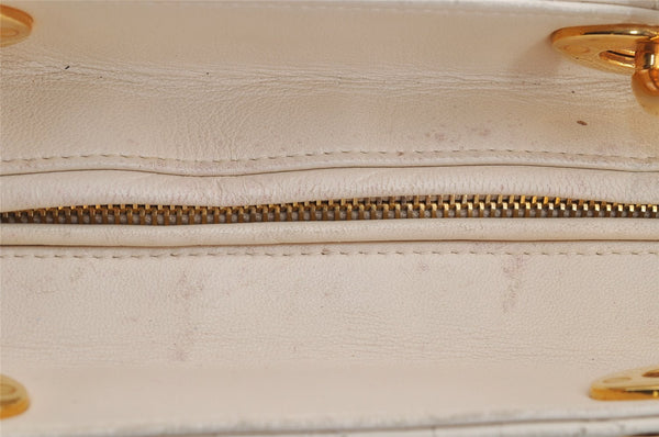 Authentic Christian Dior Lady Dior Lamb Skin Cannage 2Way Hand Bag White 7195I