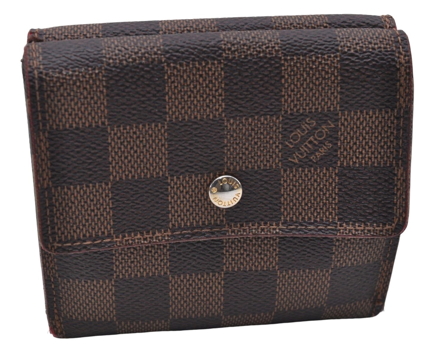 Authetic Louis Vuitton Damier Portefeuille Elise Trifold Wallet N61654 LV 7196D