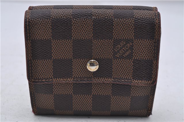 Authetic Louis Vuitton Damier Portefeuille Elise Trifold Wallet N61654 LV 7196D