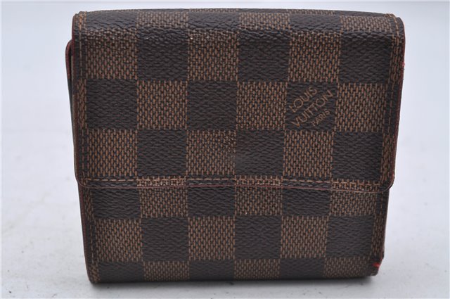 Authetic Louis Vuitton Damier Portefeuille Elise Trifold Wallet N61654 LV 7196D