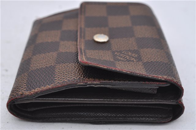 Authetic Louis Vuitton Damier Portefeuille Elise Trifold Wallet N61654 LV 7196D