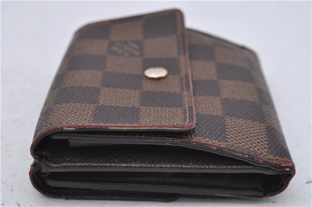 Authetic Louis Vuitton Damier Portefeuille Elise Trifold Wallet N61654 LV 7196D