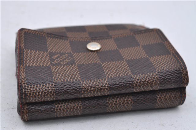 Authetic Louis Vuitton Damier Portefeuille Elise Trifold Wallet N61654 LV 7196D