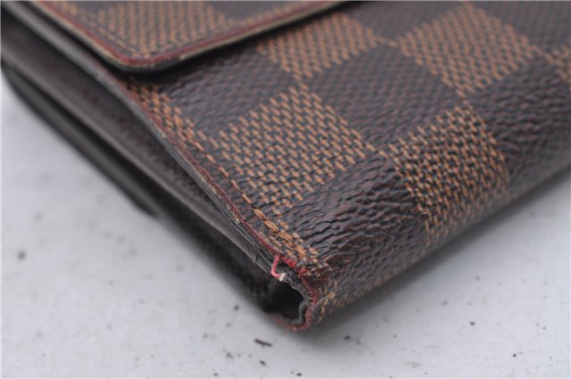 Authetic Louis Vuitton Damier Portefeuille Elise Trifold Wallet N61654 LV 7196D