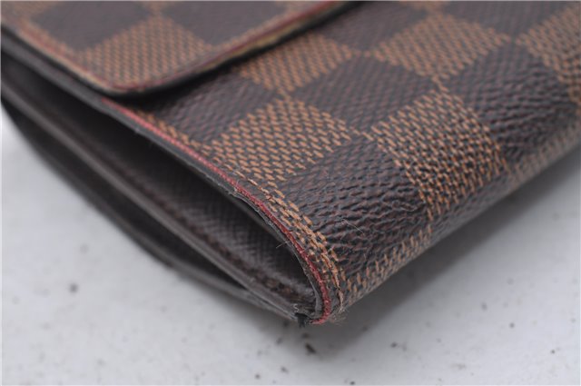 Authetic Louis Vuitton Damier Portefeuille Elise Trifold Wallet N61654 LV 7196D