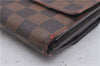 Authetic Louis Vuitton Damier Portefeuille Elise Trifold Wallet N61654 LV 7196D