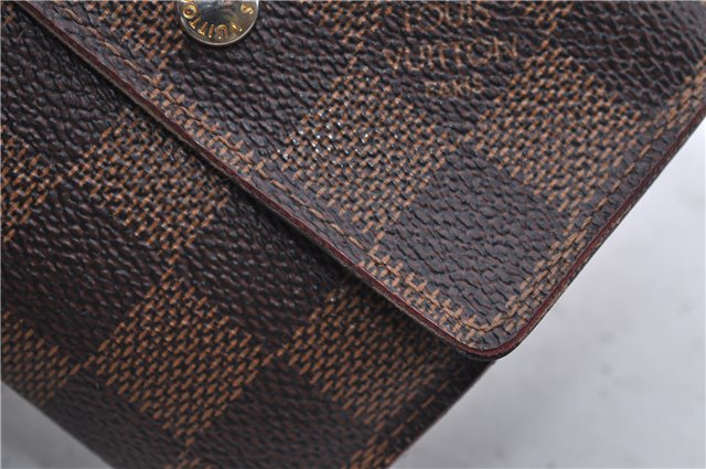 Authetic Louis Vuitton Damier Portefeuille Elise Trifold Wallet N61654 LV 7196D