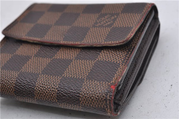 Authetic Louis Vuitton Damier Portefeuille Elise Trifold Wallet N61654 LV 7196D