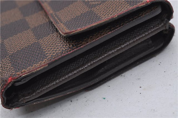 Authetic Louis Vuitton Damier Portefeuille Elise Trifold Wallet N61654 LV 7196D