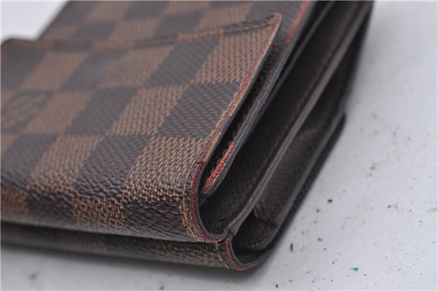 Authetic Louis Vuitton Damier Portefeuille Elise Trifold Wallet N61654 LV 7196D