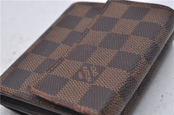 Authetic Louis Vuitton Damier Portefeuille Elise Trifold Wallet N61654 LV 7196D