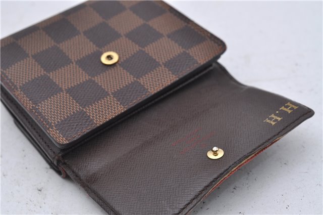 Authetic Louis Vuitton Damier Portefeuille Elise Trifold Wallet N61654 LV 7196D