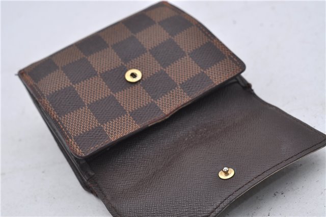 Authetic Louis Vuitton Damier Portefeuille Elise Trifold Wallet N61654 LV 7196D