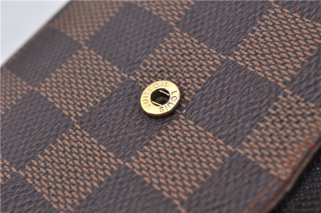 Authetic Louis Vuitton Damier Portefeuille Elise Trifold Wallet N61654 LV 7196D