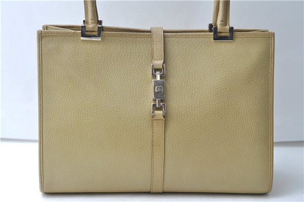 Authentic GUCCI Vintage Jackie Shoulder Hand Bag Leather 0021073 Beige 7196E