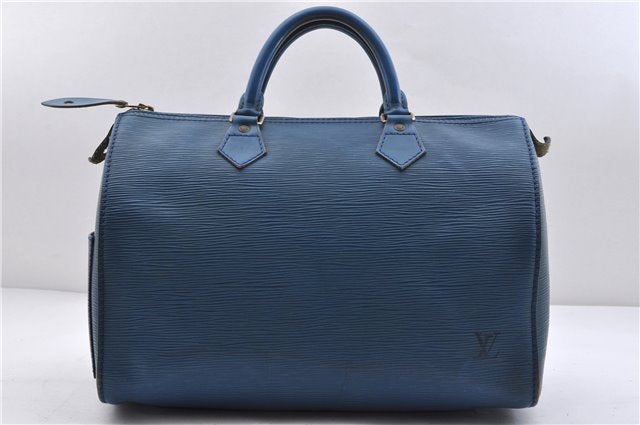 Authentic LOUIS VUITTON Epi Speedy 30 Hand Bag Blue M43005 LV 7197C
