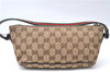 Authentic GUCCI Web Sherry Line Hand Pouch GG Canvas Leather 141809 Brown 7199E