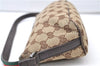 Authentic GUCCI Web Sherry Line Hand Pouch GG Canvas Leather 141809 Brown 7199E