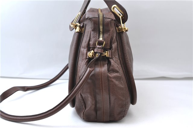 Authentic Chloe Paraty Large Vintage 2Way Shoulder Hand Bag Leather Brown 7208E