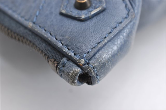 Authentic BALENCIAGA Classic Clutch Hand Bag Purse Leather 362967 Blue 7209E