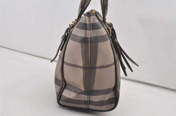 Authentic BURBERRY Vintage Check Shoulder Tote Bag PVC Leather Brown 7209I