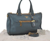 Authentic PRADA VIT DAINO Leather 2Way Shoulder Tote Bag BL0805 Light Blue 7210I