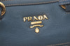 Authentic PRADA VIT DAINO Leather 2Way Shoulder Tote Bag BL0805 Light Blue 7210I