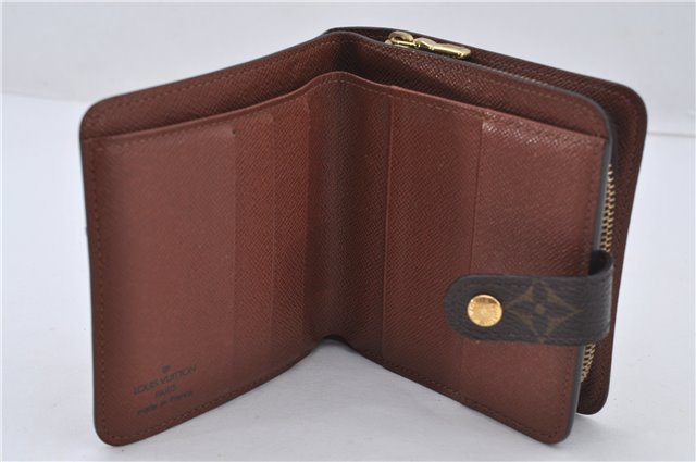 Authentic Louis Vuitton Monogram Compact Zip Bifold Wallet Purse M61667 LV 7211E