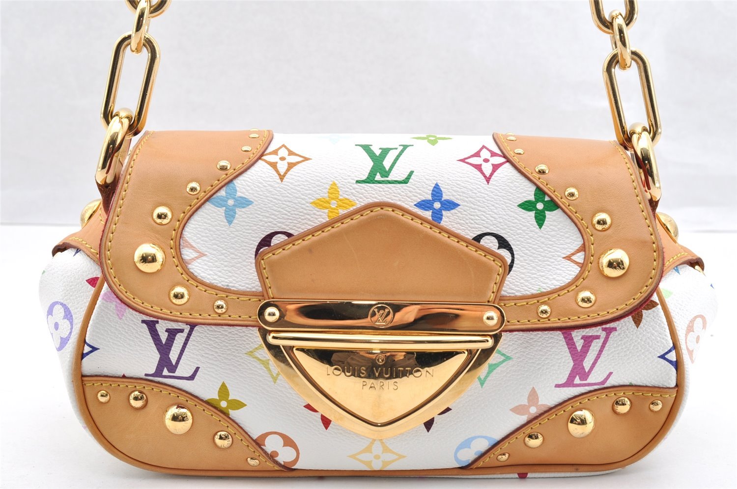 Auth Louis Vuitton Monogram Multicolor Marilyn Shoulder Bag M40127 White 7211I