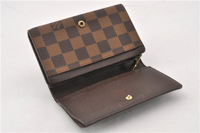 Authentic Louis Vuitton Damier Portefeuille Tresor Wallet Purse N61736 LV 7212F