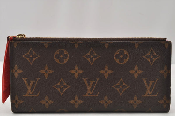 Authentic Louis Vuitton Monogram Portefeuille Adele Long Wallet M61287 Red 7212I