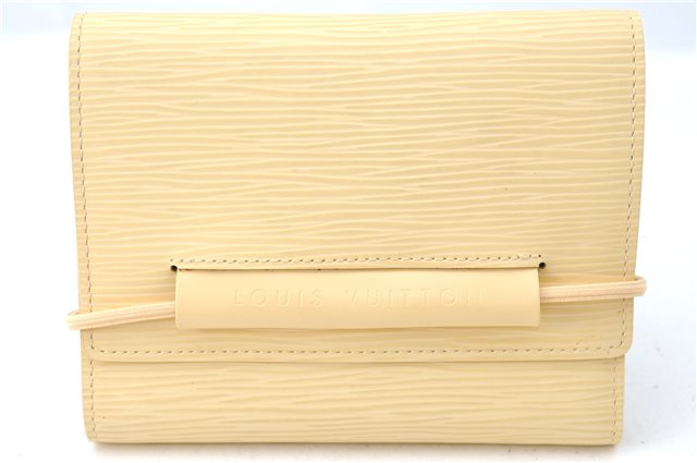 Louis Vuitton Epi Portefeuille Elastic Trifold Wallet Ivory M6346A LV Box 7213A