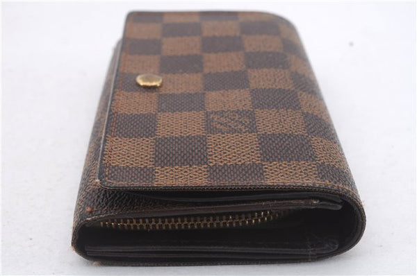 Auth Louis Vuitton Damier Porte Monnaie Billets Tresor Wallet N61730 LV 7213D