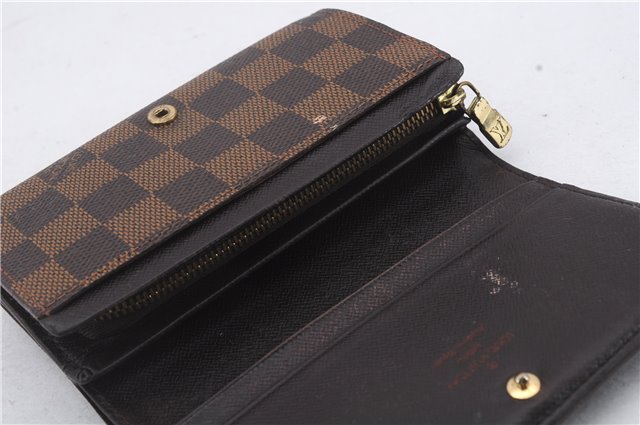 Auth Louis Vuitton Damier Porte Monnaie Billets Tresor Wallet N61730 LV 7213D