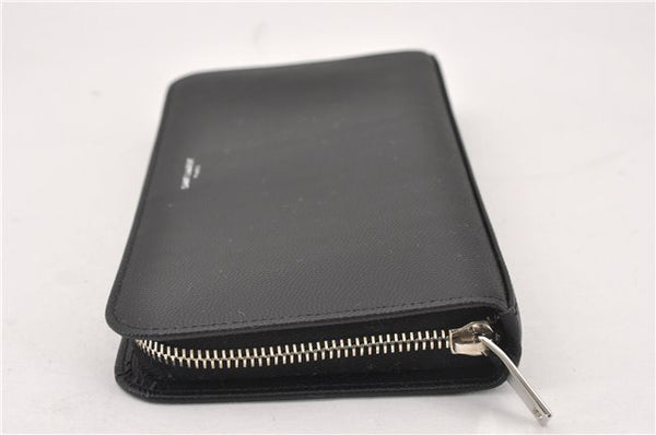 Authentic SAINT LAURENT Zip Long Wallet Purse Leather 328558 Black Box 7214F